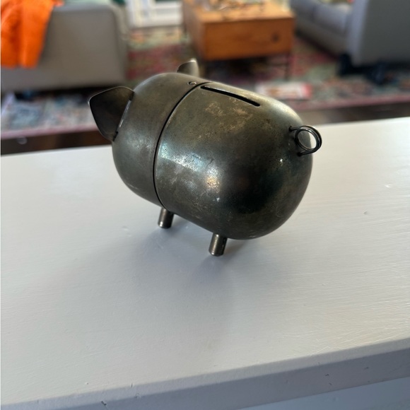 Vintage Napier Silver Plated Brass Piggy Bank MCM - Picture 3 of 6